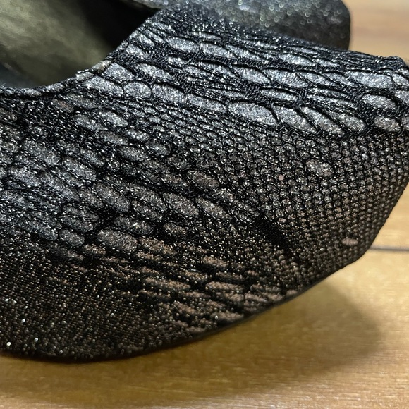 Pewter Gray Black Glitter Lace Almond Toe High Stiletto Heel Platform Pump Qupid - Picture 5 of 8